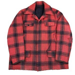 Vintage Cruiser Red Plaid Wool Field Chore Jacket Work Farm Coat Hunting USA